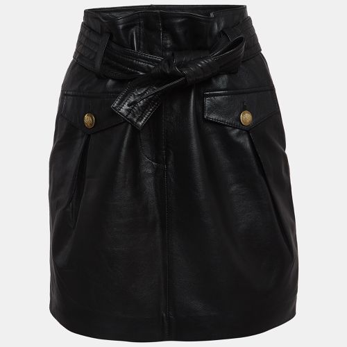 Maje Black Leather Belted Mini Skirt S - Maje - Modalova