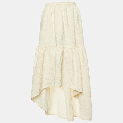 Maje Cream Textured Cotton Asymmetrical Skirt M - Maje - Modalova