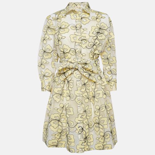 Maje Yellow Reality Floral Embroidered Organza Shirt Dress S - Maje - Modalova