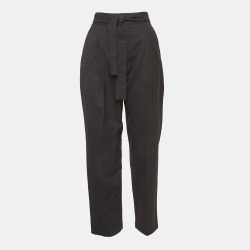 Maje Black Gabardine Belted Formal Trousers S - Maje - Modalova