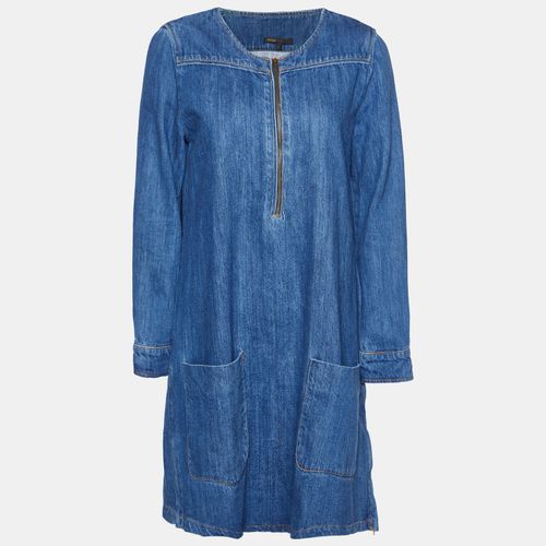 Maje Blue Denim Zip Detail Roukia Shift Dress L - Maje - Modalova