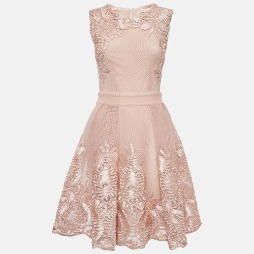 Maje Pink Nude Floral Embroidered Mesh Short Dress S - Maje - Modalova