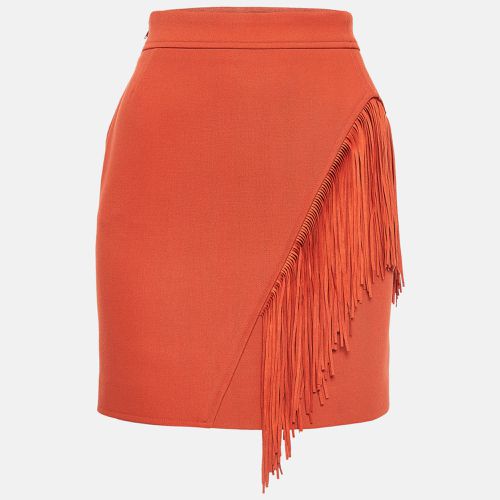 Maje Orange Crepe Fringe Detail Mini Skirt S - Maje - Modalova