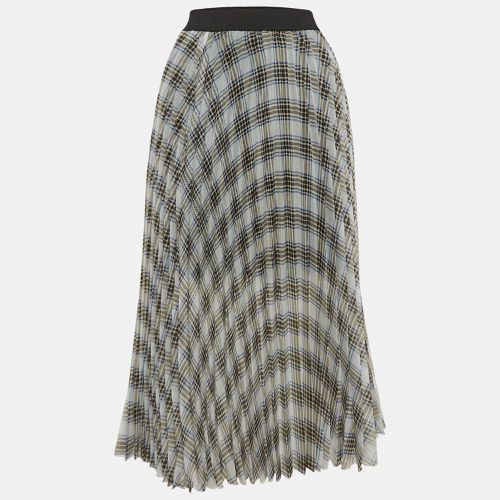 Maje White/Black Checked Chiffon Midi Skirt M - Maje - Modalova