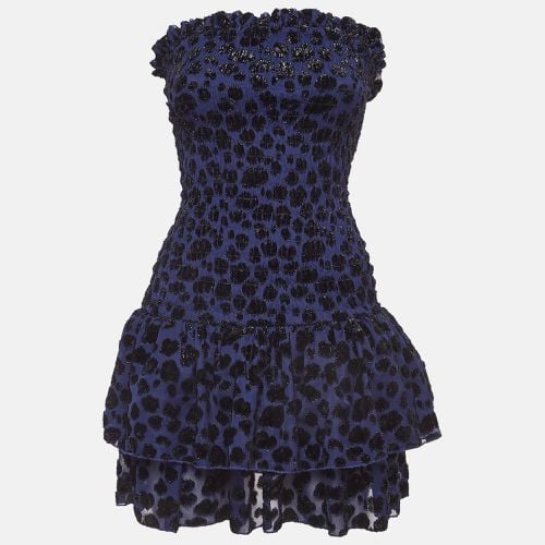 Maje Blue Raziel Leopard Pattern Fil-Coupe Jacquard Dress M - Maje - Modalova