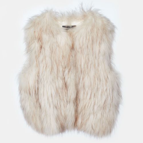 Maje Beige Raccoon Fur Sleeveless Jacket M - Maje - Modalova