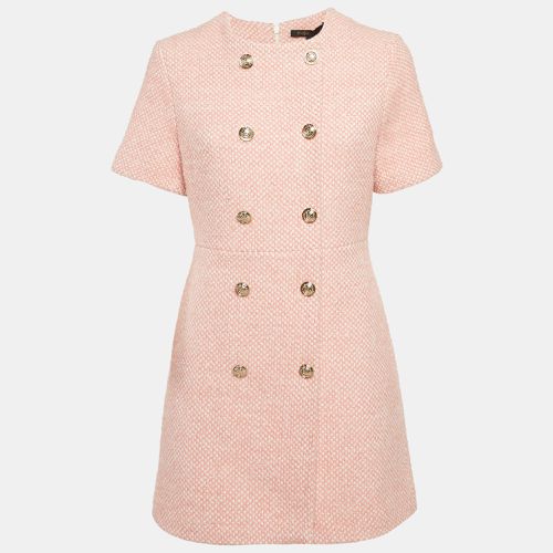 Maje Pink/White Tweed Button Detail Mini Dress M - Maje - Modalova