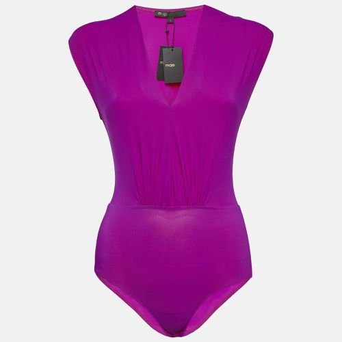 Maje Purple Jersey V-Neck Bodysuit S - Maje - Modalova