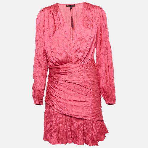 Maje Pink Crepe Draped Mini Dress L - Maje - Modalova