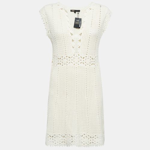 Maje Cream Crochet Knit Sleeveless Rebelle Mini Dress M - Maje - Modalova