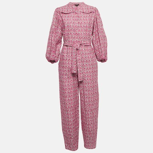 Maje Pink Imprime Fleu Print Cotton Puff Sleeve Jumpsuit M - Maje - Modalova