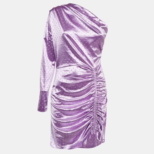 Maje Purple Rhinestone Embellished Stretch Satin Asymmetric Mini Dress XL - Maje - Modalova