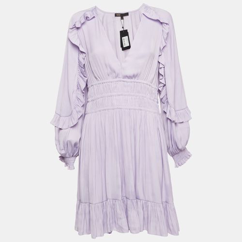 Maje Light Purple Satin Ruffled Ralya Short Dress XL - Maje - Modalova