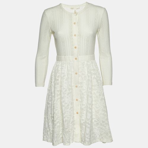 Maje Ecru White Patterned Knit Button Front Roxo Mini Dress S - Maje - Modalova