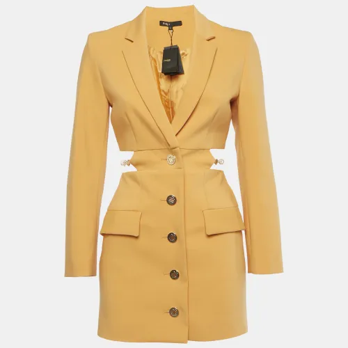 Maje Orange Cotton Embellished Openwork Tailored Dress S - Maje - Modalova