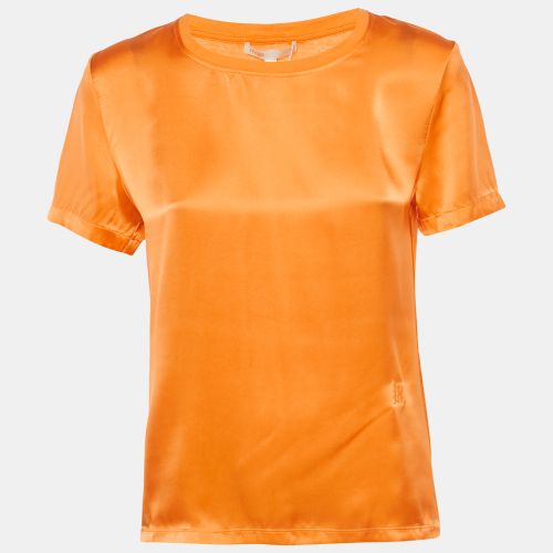 Maje Orange Logo Embroidered Silk T-Shirt S - Maje - Modalova