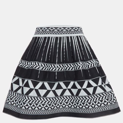 Maje Navy Blue Patterned Knit Flared Mini Skirt S - Maje - Modalova