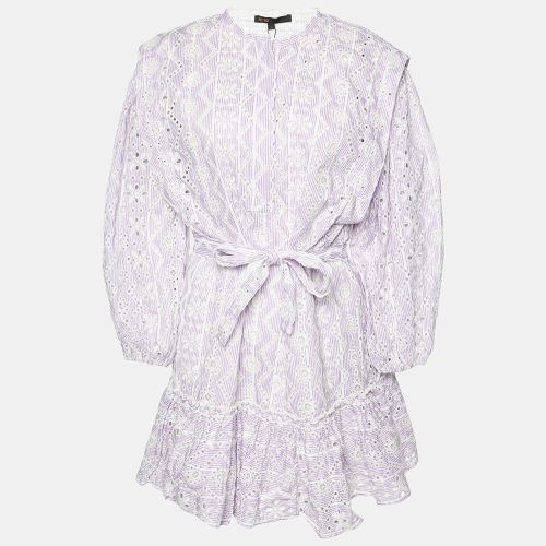 Maje Parme Eyelet Embroidered Cotton Rosiry Belted Dress M - Maje - Modalova