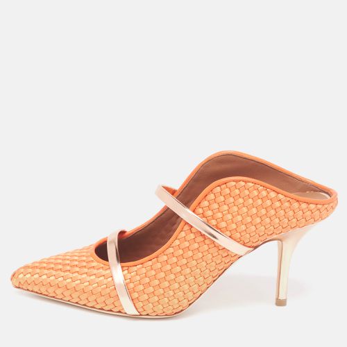 Malone Souliers Orange/Rose Gold Woven Satin and Leather Maureen Mules Size 37 - Malone Souliers - Modalova