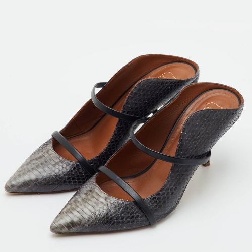 Maureen Size 40.5 /Grey Python and Leather Pointed Toe Mules - Malone Souliers - Modalova
