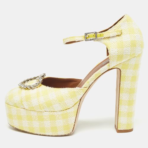 Malone Souliers Yellow/White Fabric Crystal Embellished Ankle Strap Sandals Size 40 - Malone Souliers - Modalova