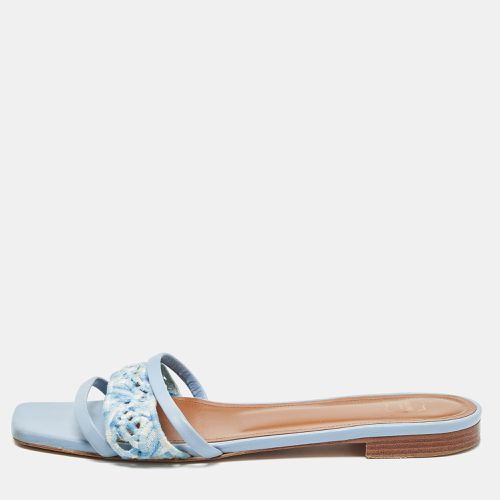 Malone Souliers Blue Leather and Canvas Macrame Napa Flat Slides Size 40 - Malone Souliers - Modalova