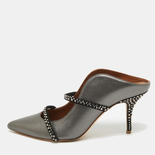 Malone Souliers Grey/Black Leather and Suede Crystal Embellished Maureen Mules Size 41 - Malone Souliers - Modalova