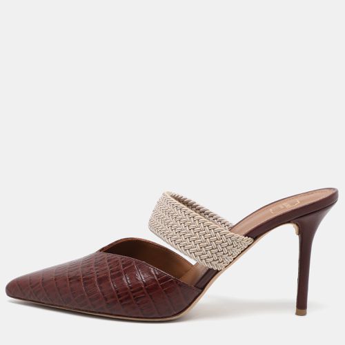 Malone Souliers Burgundy Croc Embossed Leather Maisie Mules Size 40 - Malone Souliers - Modalova