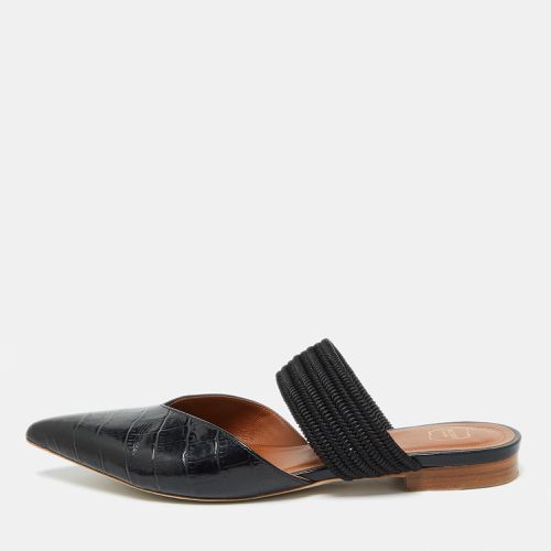 Malone Souliers Black Croc Embossed Leather Maisie Flat Sandals 38.5 - Malone Souliers - Modalova