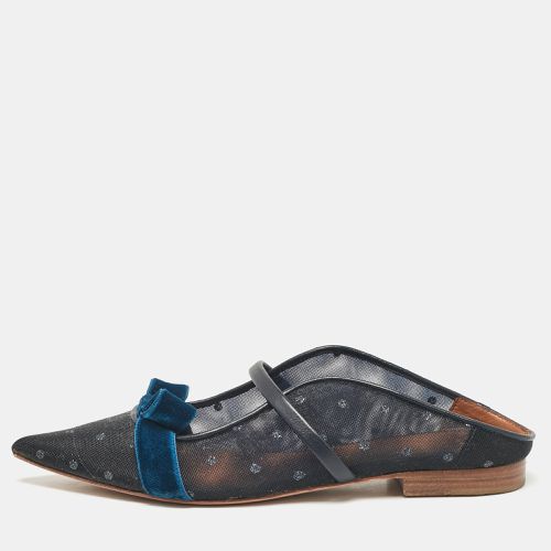 Malone Souliers Black/Blue Mesh and Velvet Maureen Flat Sandals Size 35 - Malone Souliers - Modalova