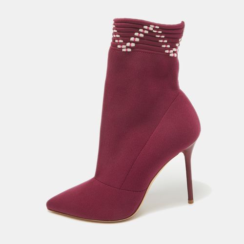 Malone Souliers Burgundy Knit Fabric Ankle Length Boots Size 39 - Malone Souliers - Modalova