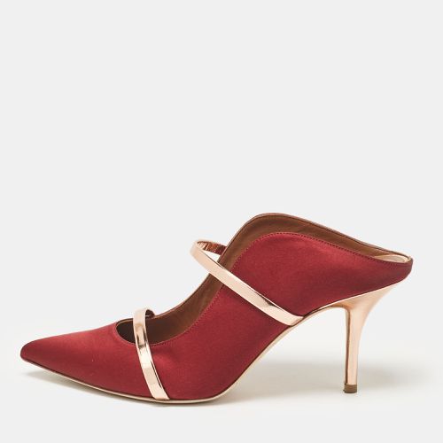 Malone Souliers Burgundy/Gold Satin and Leather Maureen Mules Size 40.5 - Malone Souliers - Modalova