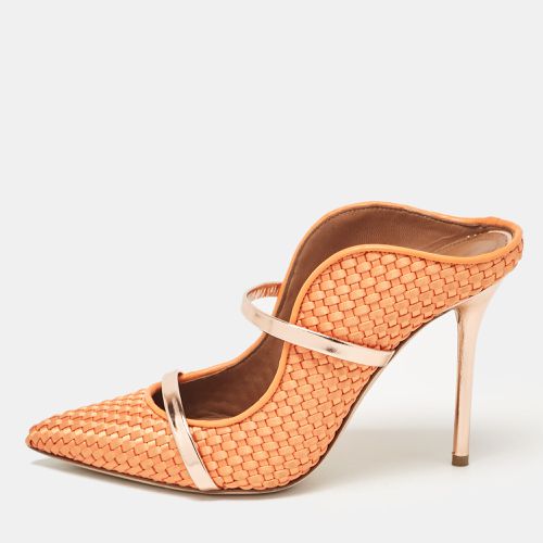 Malone Souliers Orange/Rose Gold Woven Satin and Leather Maureen Mules Size 39 - Malone Souliers - Modalova