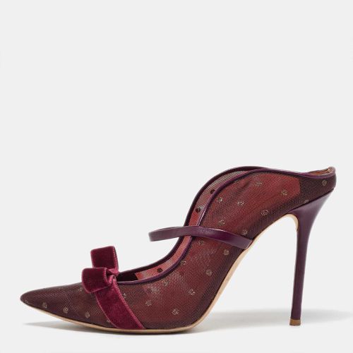 Malone Souliers Burgundy Mesh and Velvet Bow Margueritee Mules Size 40.5 - Malone Souliers - Modalova