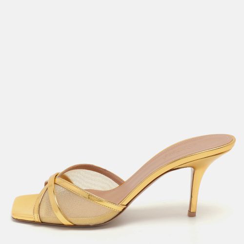 Malone Souliers Gold Foil Leather and Mesh Perla Slide Sandals Size 40 - Malone Souliers - Modalova