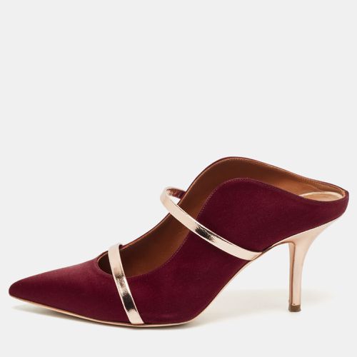 Malone Souliers Burgundy Satin Maureen Pointed Toe Mules Size 38.5 - Malone Souliers - Modalova