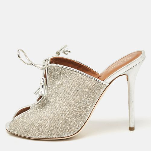 Malone Souliers Silver Leather and Lurex Fabric Lace Up Mules Size 38 - Malone Souliers - Modalova