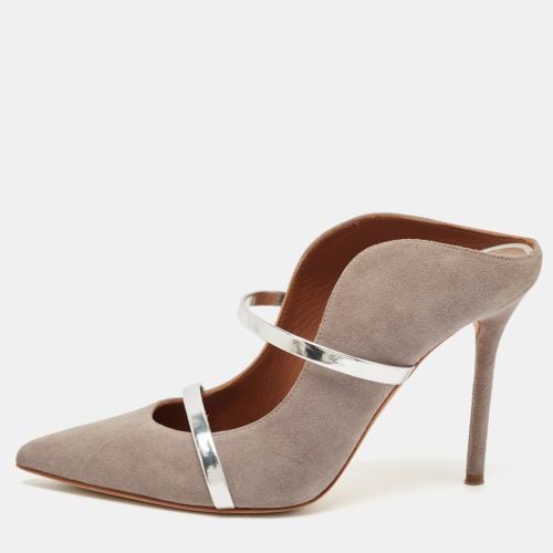 Malone Souliers Grey/Silver Suede and Leather Maureen Mules Size 38.5 - Malone Souliers - Modalova