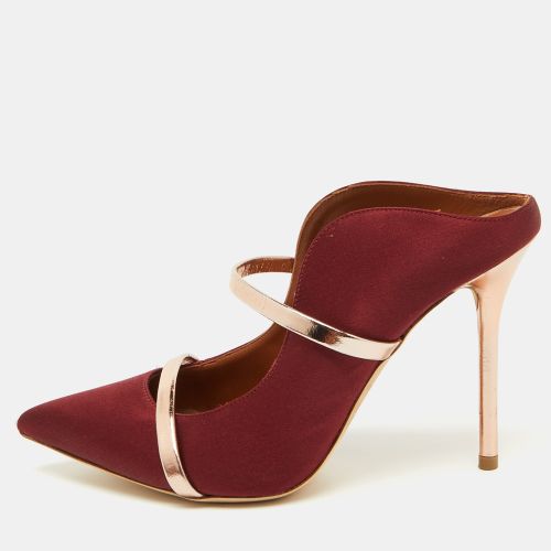 Malone Souliers Burgundy/Rose Gold Satin and Leather Maureen Mules Size 37.5 - Malone Souliers - Modalova