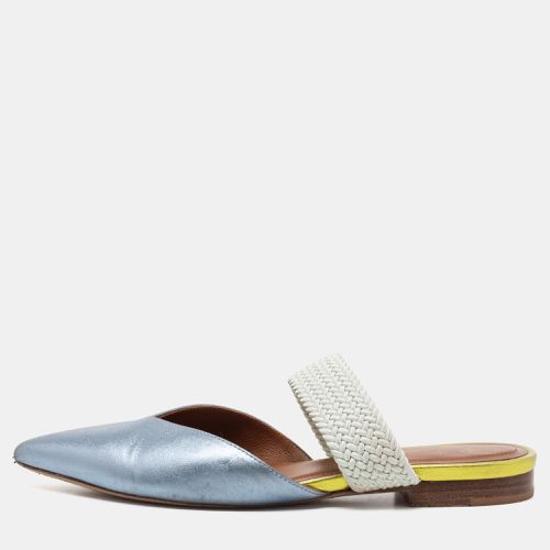 Malone Souliers by Roy Luwolt Metallic Blue Leather And Elastic Maisie Flat Mules Size 36 - Malone Souliers - Modalova