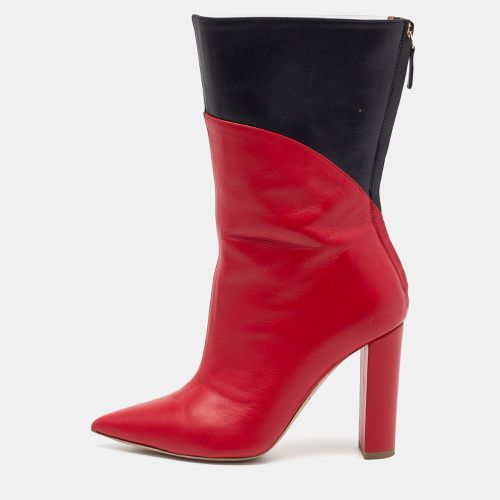 Malone Souliers by Roy Luwolt Red/Blue Leather And PVC Blaire Mid Calf Boots Size 35.5 - Malone Souliers - Modalova