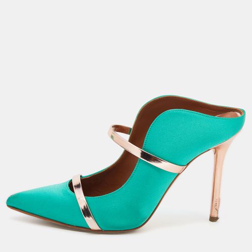 Malone Souliers Green/Rose Gold Satin And Leather Maureen Pointed Toe Mules Size 37 - Malone Souliers - Modalova