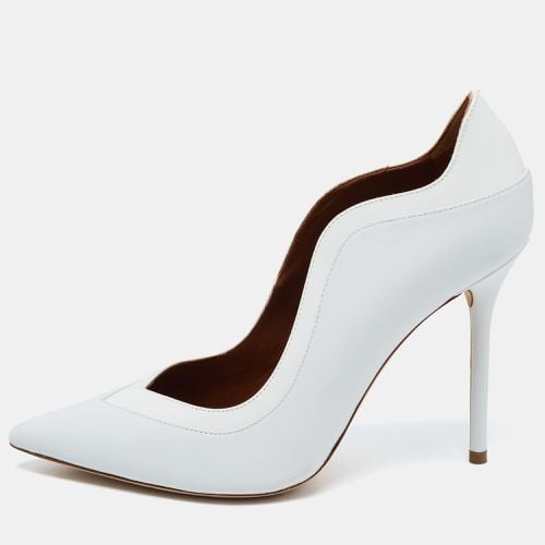 Malone Souliers White Leather and Patent Penelope Pointed Toe Pumps Size 39.5 - Malone Souliers - Modalova