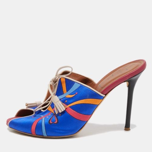 Malone Souliers Blue Embroidered Satin Peep Toe Lace Up Mules Size 40 - Malone Souliers - Modalova