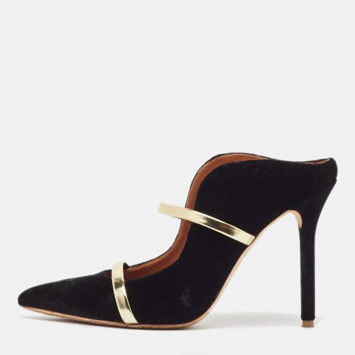 Malone Souliers Black/Gold Velvet and Patent Leather Maureen Mules Size 38 - Malone Souliers - Modalova