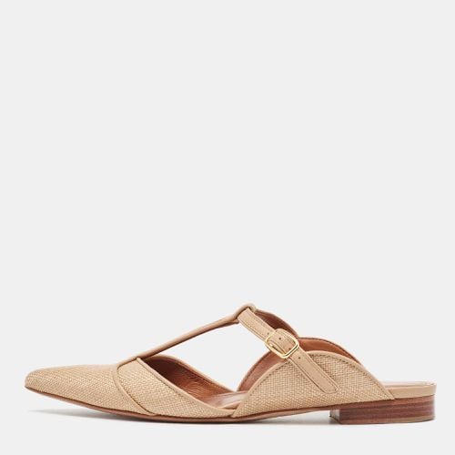 Malone Souliers Beige/Leather Raffia and Leather Marion Buckle Detail Flat Sandals Size 36 - Malone Souliers - Modalova