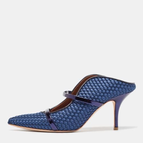 Malone Souliers Navy Blue Woven Satin and Leather Maureen Mules Size 38.5 - Malone Souliers - Modalova