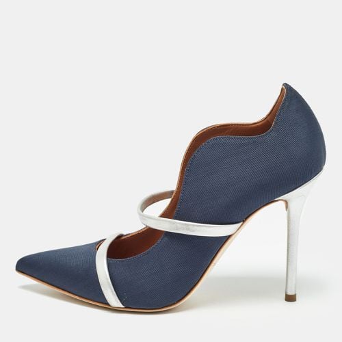 Malone Souliers Navy Blue/Silver Fabric and Leather Maureen Pumps Size 37.5 - Malone Souliers - Modalova