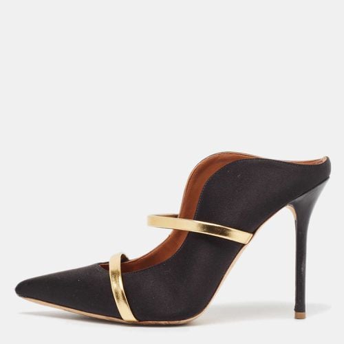 Malone Souliers Black/Gold Satin and Leather Maureen Mules Size 38.5 - Malone Souliers - Modalova