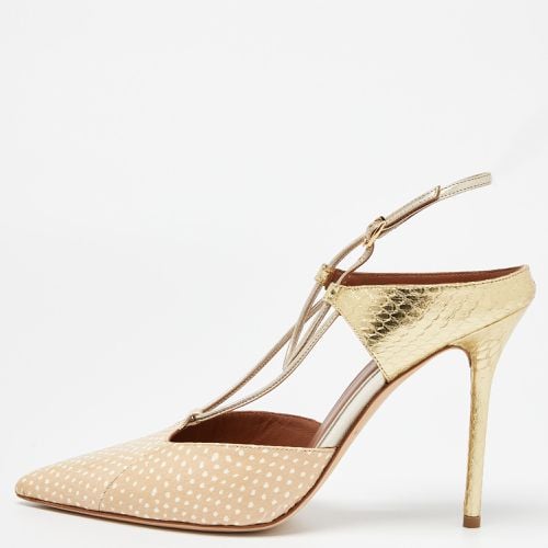 Malone Souliers Beige/Gold Printed Leather and Embossed Python Daria Pumps Size 40 - Malone Souliers - Modalova